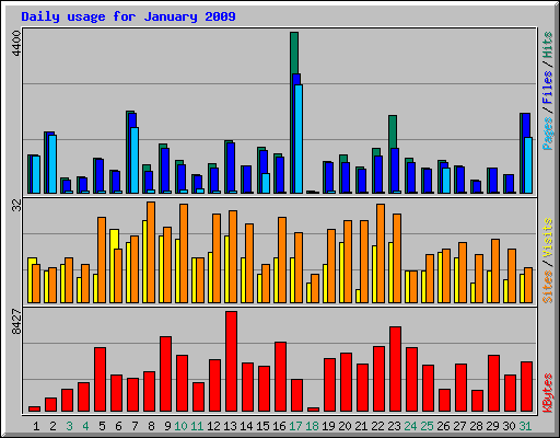 Daily usage for January 2009